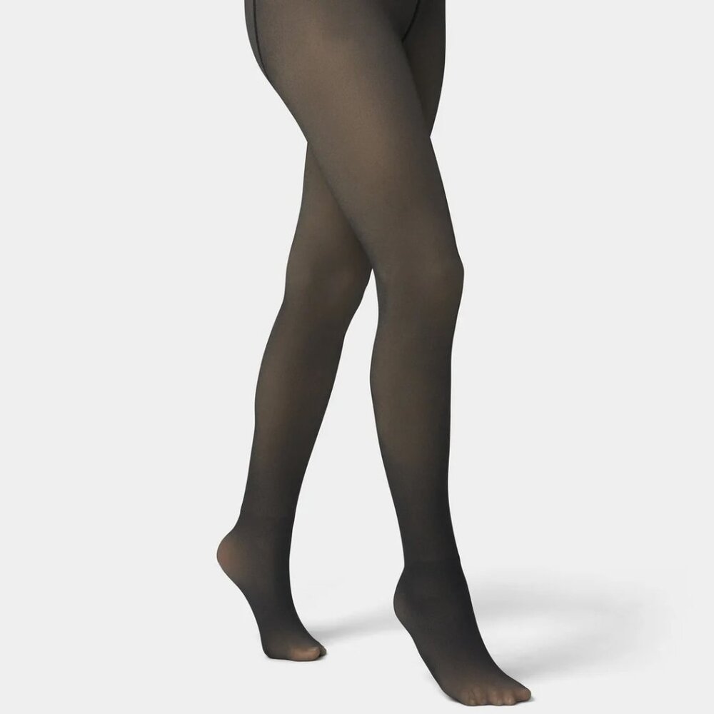 HUE Faux Sheer Fleece-Lined Tights in Black M/L NWT